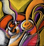 Newspaper, coffee and bagel at&nbsp;table