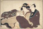 japanese woodblock reading&nbsp;couple