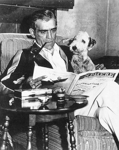 Boris Karloff reads with friend