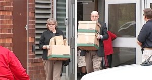 Investigators leaving Steubenville High School on Thursday with documents, servers, and computers (Atlantic Wire)