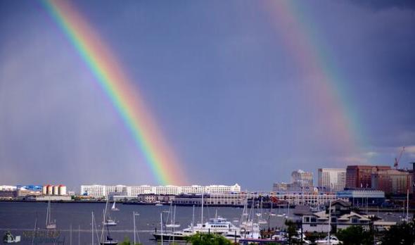Double rainbow harbor