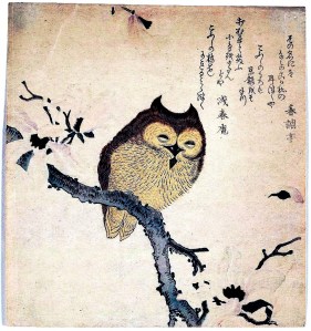 Art-Asian-Animal-bird-owl-Japanese-woodcut