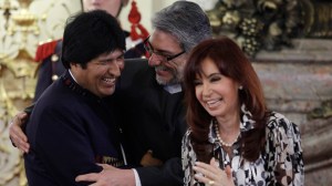Bolivian officials laughing hysterically at the media for buying their tall tale