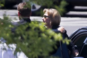 Hillary Clinton arrives for lunch at the White House, July 29, 2013.