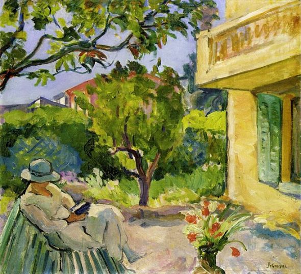 Madame_Lebasque_Reading_in_the_Garden_by_Henri_Lebasque