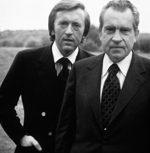 Former President Richard Nixon with TV interviewer David Frost in Mid-March in 1977 before they began taping their interviews later that month. (AP Photo)