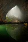 A rock formation shines beneath a skylight in Hang Son&nbsp;Doong.
