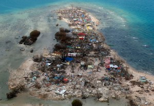 An aerial view of a coastal town in Samar province on Monday, Nov. 11. (REUTERS/Erik De Castro)