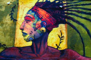 African Tribal Graffiti Street Art Beautiful woman Design