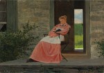 a read Homer Winslow (American painter, 1836-1910) Girl Reading on a Stone&nbsp;Porch