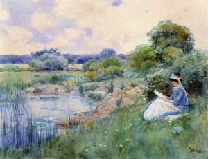 woman-reading Childe Hassam 1885