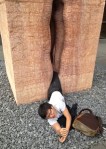 The student waits to be rescued from the giant vagina&nbsp;sculpture