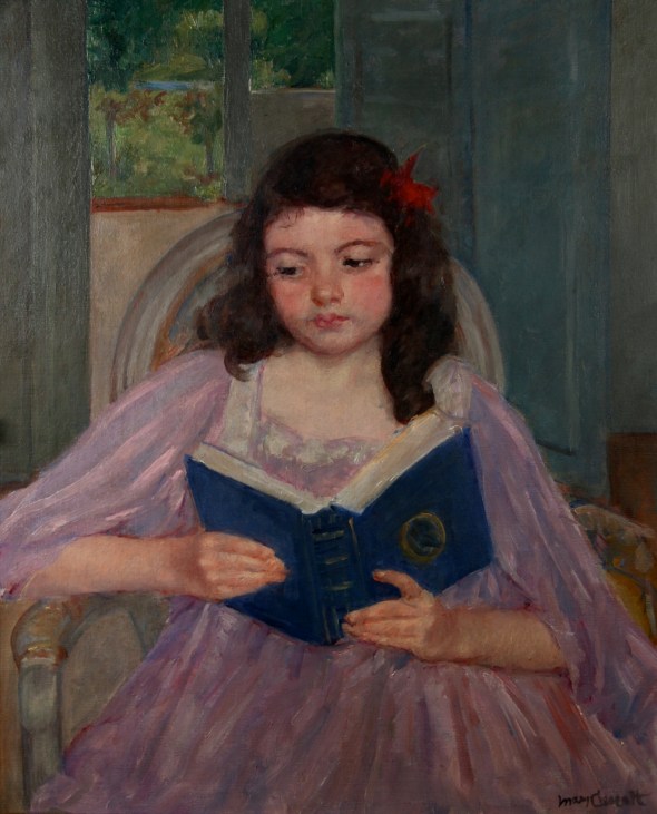 Francoise in a round-backed chair reading, Mary Cassatt