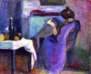 matisse-henri-1869-1954 Reading woman in violet dress, 1898
