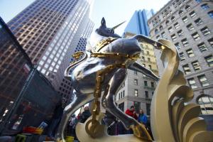 The lion and unicorn statues, now freshly coated in gold and palladium, were returned to their posts of more than 100 years. Pictured: The unicorn statue. (h/t The Boston Globe)