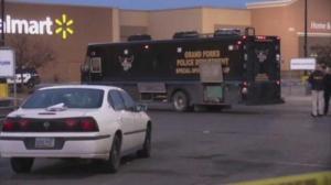 Scene outside Grand Forks Walmart early this morning