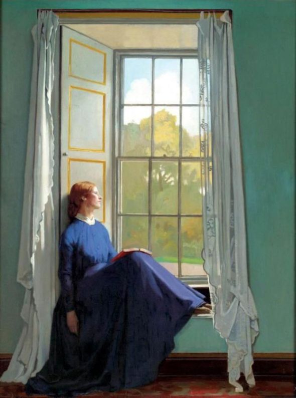 reading by window