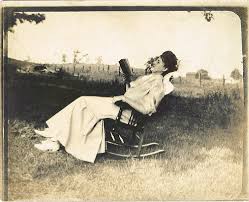 reading outdoors vintage