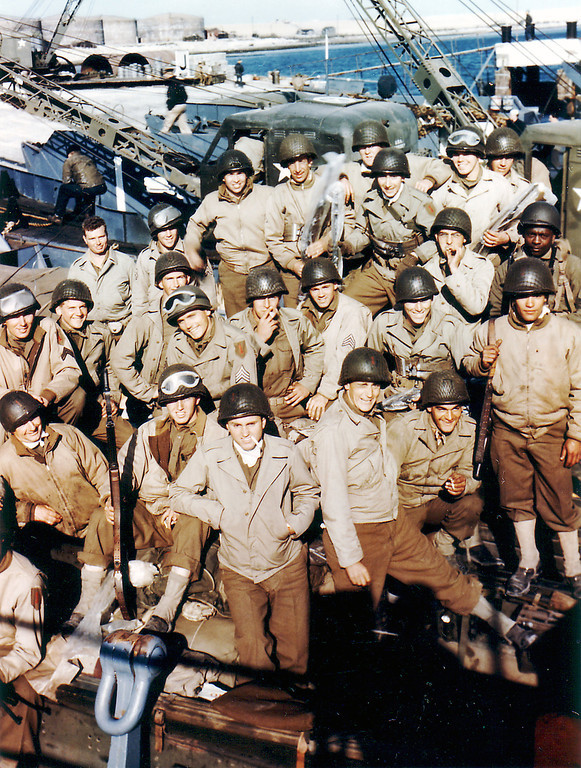 The 1st Infantry Division of the United States Army (The 'Big Red One') in Dorset, United Kingdom on June 5, 1944 before departing for Omaha Beach.  (Photo by Galerie Bilderwelt/Getty Images)