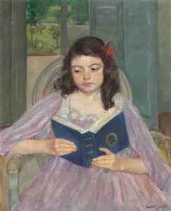 Francoise in a round backed chair, reading, Mary Cassatt