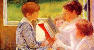 Mrs. Cassatt reading to her grandchildren, Mary Cassatt