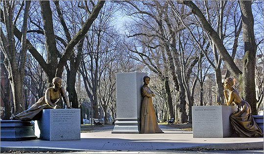 The Boston Women's Memorial celebrates three important contributors to Boston's rich history - Abigail Adams, Lucy Stone, and Phillis Wheatley. Each of these women had progressive ideas that were ahead of her time, was committed to social change, and left a legacy through her writings that had a significant impact on history.