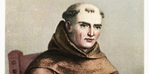 CIRCA 1930: Fray Junipero Serra Postcard. ca. 1915-1925, Fray Junipero Serra Postcard (Photo by LCDM Universal History Archive/Getty Images)