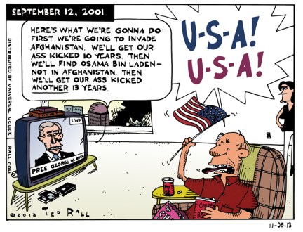 The U.S. has committed at least 15,000 combat troops and billions of dollars to extend the war of Afghanistan another 10 years, to 2024. Imagine what Americans would have thought if Bush had told them what was in store after 9/11.