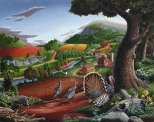 Folk art landscape by Vered Cohen