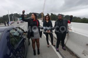Black Lives Matter protesters on the Bay Bridge in San Francisco