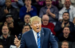 LOWELL, MA - JANUARY 4: Republican candidate for President Donald Trump speaks to thousands of spectators at a rally in Lowell, Massachusetts on Monday evening January 4, 2016. (Photo by Melina Mara/The Washington Post via Getty Images)
