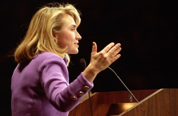 Clinton speaking at the University of Texas in Austin in 1993. Courtesy Clinton Library