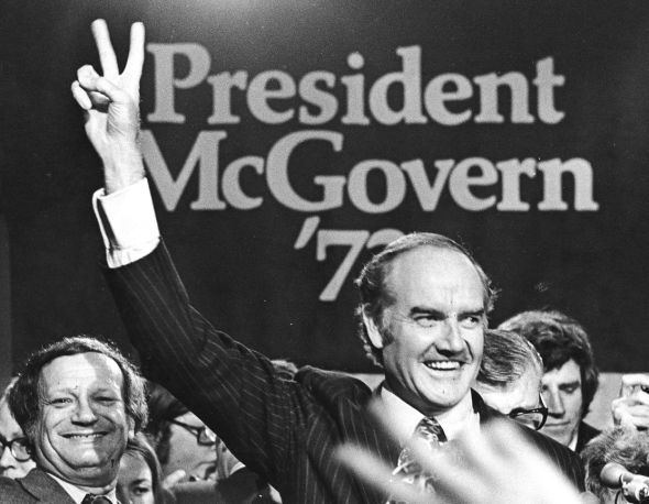 George McGovern after winning the Wisconsin primary in 1972.