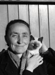 Artist Georgia O’Keeffe with cat, New&nbsp;Mexico