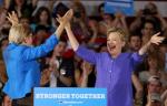 Democratic U.S. presidential candidate Hillary Clinton with US Senator Elizabeth Warren at a campaign rally in&nbsp;Cincinnati