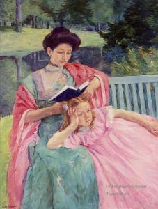 Auguste reading to her daughter, Mary Cassatt