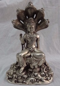 liuchao21-12-Tibet-Buddhist-Joss-Silver-5-Snake-Head-Naga-Kanya-Shakyamuni-Buddha-Statue