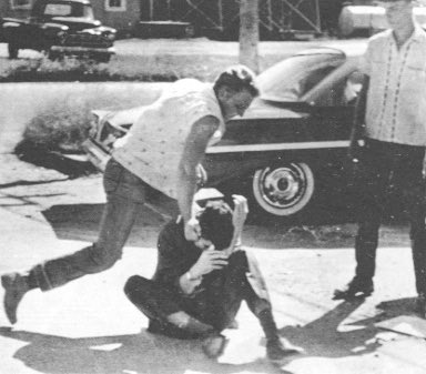 Tom Hayden, beaten by white segregationists in McComb, MS, October 1961