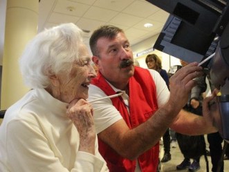 100-year-old Gertrude Gottschalk of Carson City, NV, casts her ballot. for Hillary.