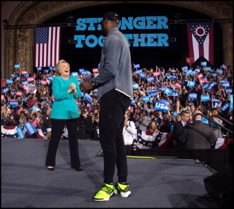 Hillary with LeBron in Cleveland