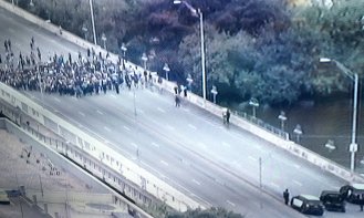 UT students block bridge in Austin, TX