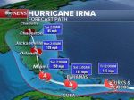 A projection of the path Hurricane Irma will take as of 5 a.m. on Thursday, Sept. 7,&nbsp;2017.