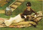 r Frank Dicey (1838-1888) The Novel, A Lady in a Garden reading a book.&nbsp;(2)