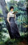 Standing woman, reading under a tree René de&nbsp;Groux