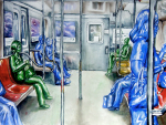 Subway Train Watercolor painting, Shyama&nbsp;Golden