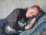 Wilhelm Wetlesen, Ung kvinne med katt (Young woman with cat),&nbsp;1908