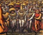 “From the Dictatorship of Porfirio Diaz to the Revolution – The Revolutionaries.” 1957-65. Acrylic on plywood. Hall of the Revolution, National History Museum, Chapultepec Castle, Mexico City,&nbsp;Mexico.