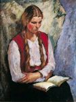 Girl reading a book, after 1930 by Bertold Piotr Oczko born 1910 in Bielsko, Poland died 1943 in Krakau,&nbsp;Poland