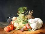 Still Life with Rabbits and Fruit by Jacob Samuel&nbsp;Beck