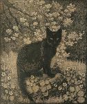 Cat by Lionel Lindsay (1874-1961) Australian&nbsp;painter